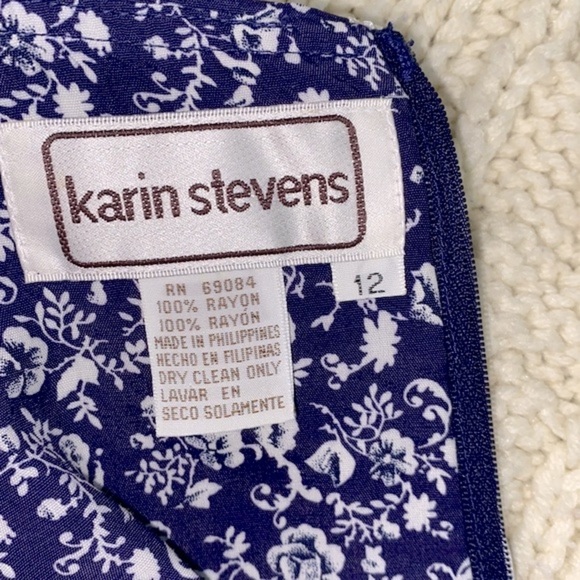 Vintage blue and white maxi dress with Peter Pan collar size 12 - Picture 9 of 11